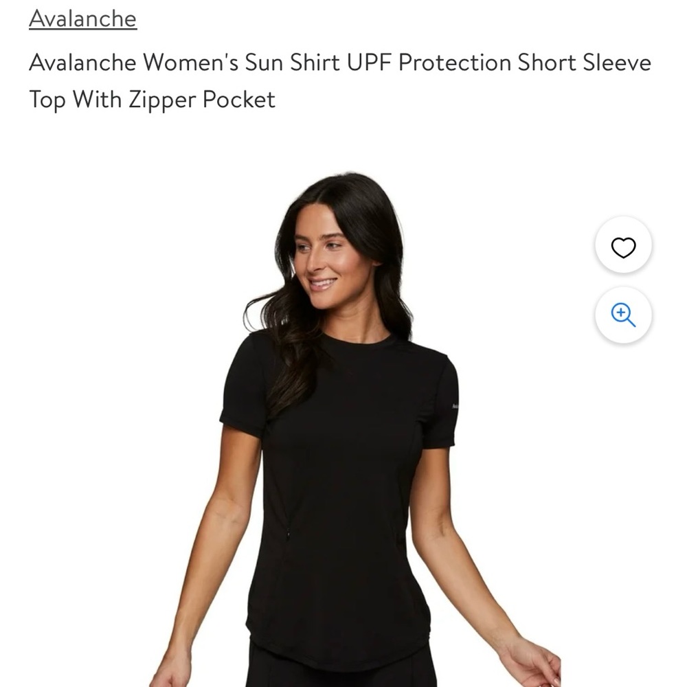 Avalanche Women's Sun Shirt UPF Protection Short Sleeve Top With Zipper Pocket